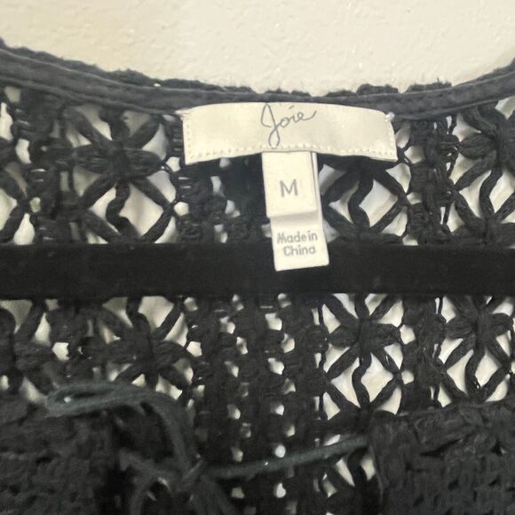 Joie Crochet Knitted Long Sleeves Tunic Top for Women Navy Blue Size Medium - Picture 3 of 4